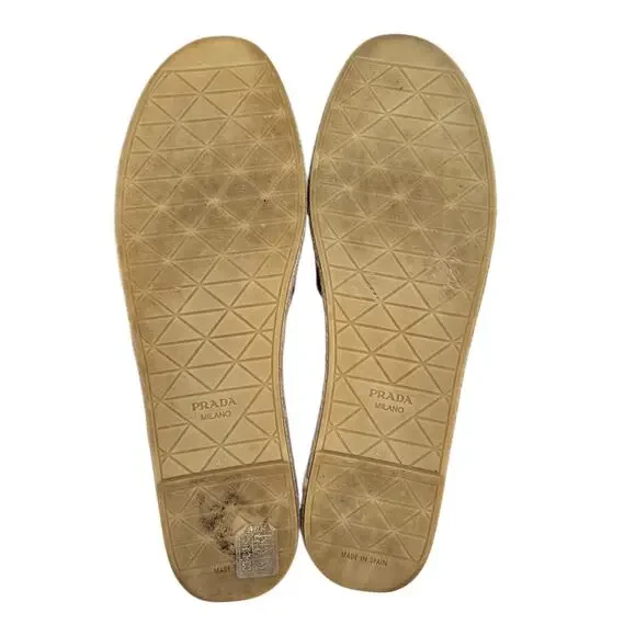 Prada Logo Flat Slide Espadrille Sandal Quilted Red Leather Size 41 US 11 - Picture 8 of 10